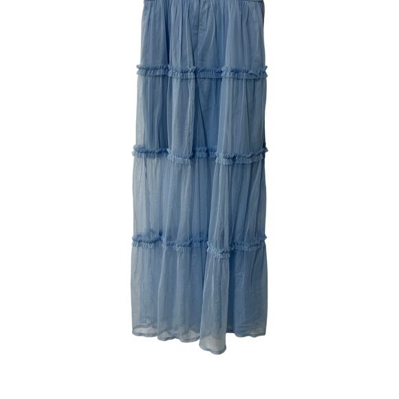 FRENCH CONNECTION WOMENS SIZE 2 WHISPER STRAPPY PARTY DRESS TULLE SOFT BLUE NEW - Picture 9 of 12